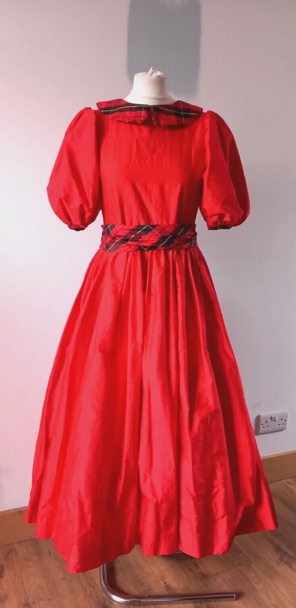 Silk tartan deals evening dress
