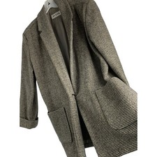 Women’s Ivy Koral Vtg Buffalo Check 100% Wool Blazer Jacket Size Large 6545 Usa