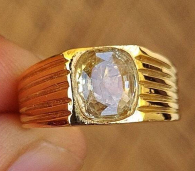 Canary yellow sapphire flawless super clean and clear 18k yellow gold men's ring