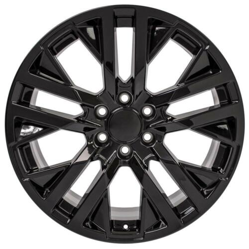 5903 Black 22 inch Wheels Set of 4 Fits GMC Chevy Cadillac 84570333 Wheels - Picture 2 of 7