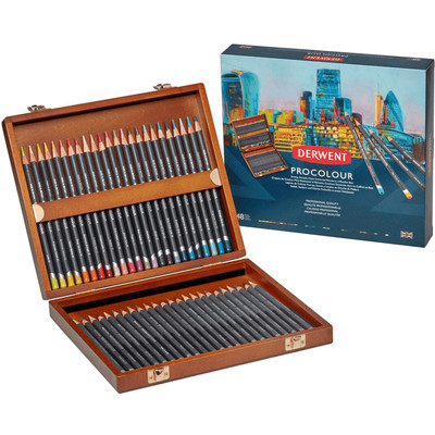 NEW 48x Derwent ProColour Professional Colour Pencils Wooden Wood Box Set