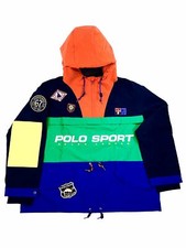XXL POLO RALPH LAUREN NAVY MULTI POLO SPORT SPORTSMAN FRONT POUCH GRAPHIC JACKET