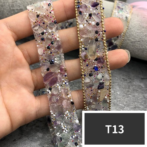 1m Rhinestone Trim Edging Hotfix Stone Beaded Ribbon Chain Iron on Applique Sew - Picture 18 of 30