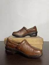 Born Mandarin Brown Leather Clogs w/ Heel Vintage