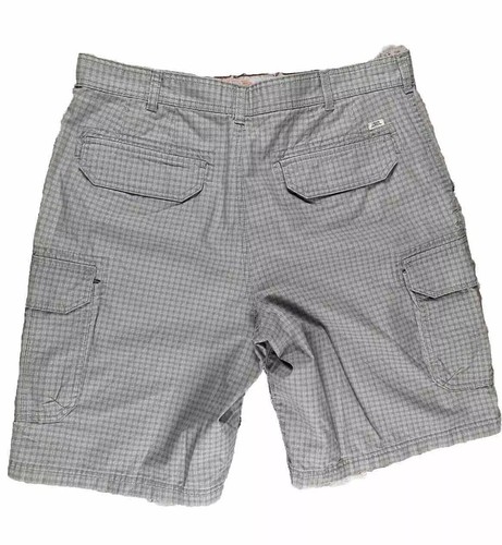Izod Cargo Shorts Mens 38 L Large Green Plaid Flat Front Saltwater