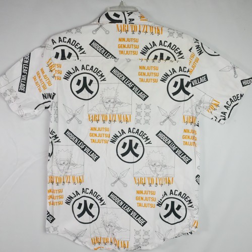 Camicia bianca con bottoni Naruto Shippuden Collection uomo taglia M Ninja Academy - Foto 5 di 11