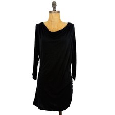 MICHAEL STARS Cowl Neck Jersey Dress OS One Size Black  L/S Mini EUC B69