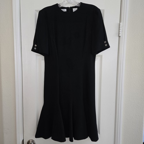 Robe Vintage Liz Claiborne Noire Longueur Midi - Taille 8 - Occasion Très Bon état - Triacétate