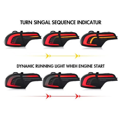 Red Tube LED Brake Tail Lights Sequential Turn Signal For 06-11 Civic Sedan 4-DR - Picture 8 of 22