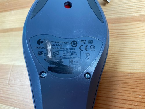Logitech T-BC21 Wired USB Ergonomic Marble Track Ball Mouse TESTED 4 Button Grey - Picture 8 of 9