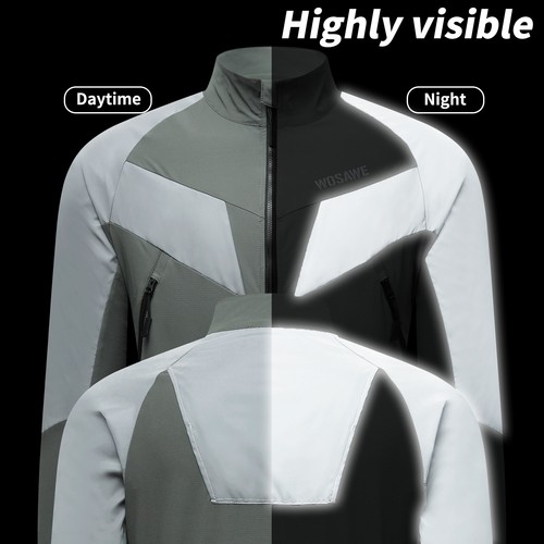 WOSAWE Men/Women Cycling Reflective Jackets YKK Zipper Windproof Wear-resistant - Picture 2 of 16