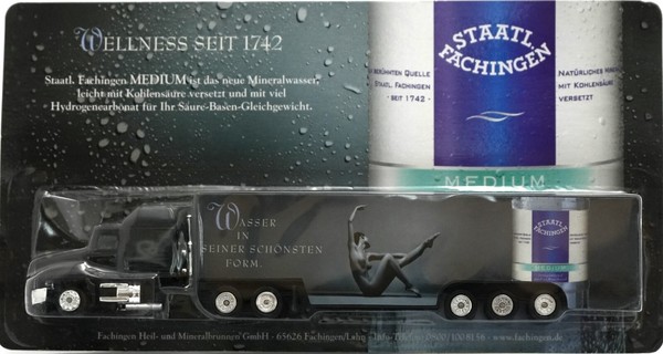 Staatl. Fachingen Mack Lkw Modell 1:87 Sattelzug Schwarz Us Truck Mineralwasser-image
