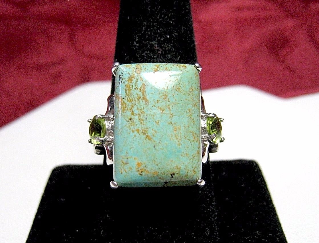 FD. 925 STERLING SILVER RECTANGULAR GREEN VARISCI… - image 9