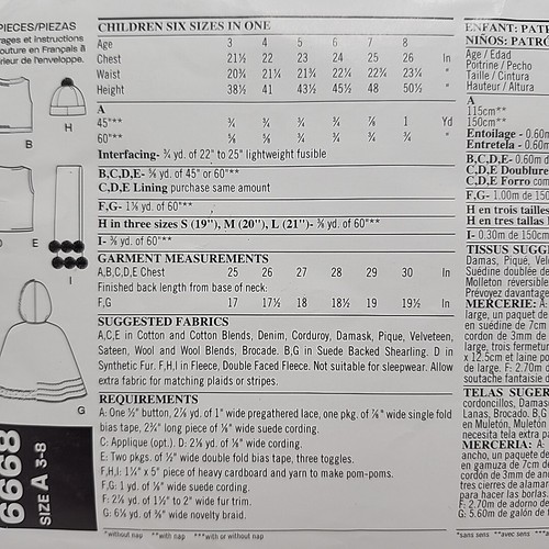 Simplicity New Look 6668 Child Toddle Cape Vest Hat Scarf Pattern Size 3-8 Uncut - Picture 6 of 7