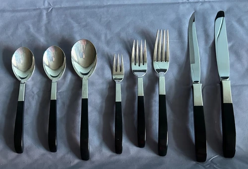 Contrast by Lunt Sterling Silver Flatware Set Service Mid Century Modern pcs74