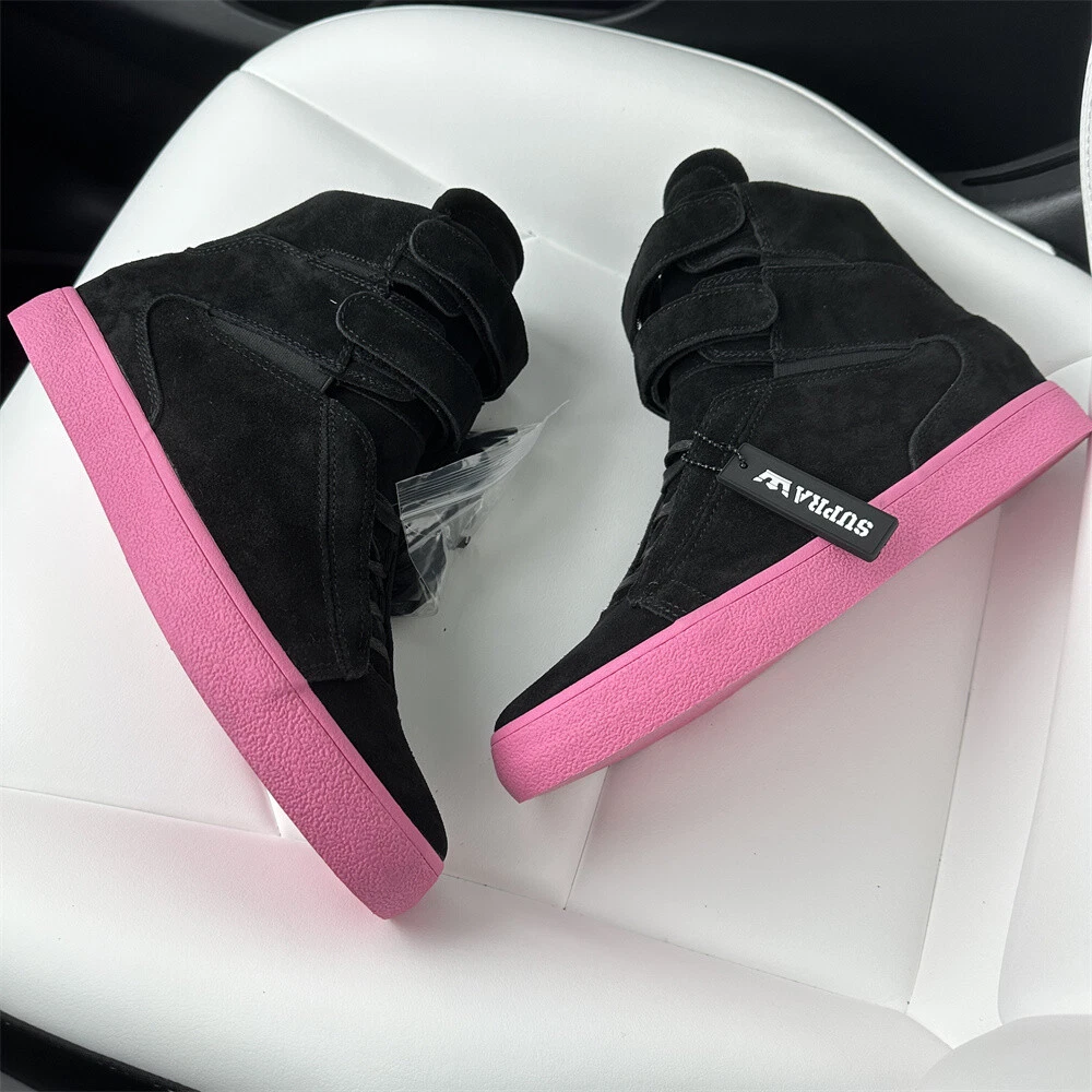 on sale Supra Tk Society Black and pink color suede High Top Shoes