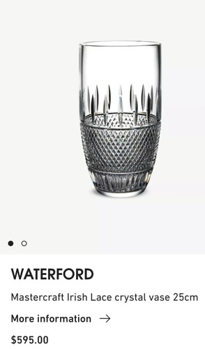 NEW Waterford IRISH LACE 8" 'Crystal VASE NIB MINT Ireland FREE SHIPPING - Picture 3 of 3