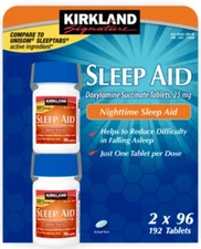 Kirkland Signature Sleep Aid 192 Tablets Doxylamine Succinate 25 Mg EXP 7/2028+