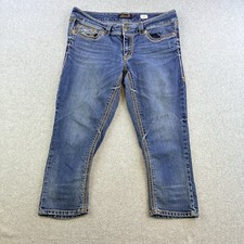 Seven7 Jeans Womens 10 Blue Mid Rise Straight Leg Cropped Denim Casual Ladies