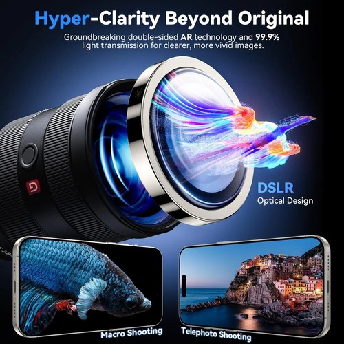 Original Color Metal Glass Camera Lens Rings Protector Cap For iPhone 16 Pro Max - Picture 4 of 34