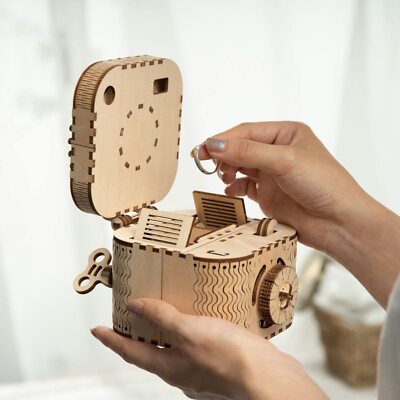 ROBOTIME Treasure Box 3D Wooden Puzzle Architecture Model Gift for Adult Teens