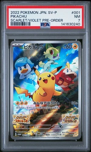 2022 POKEMON JAPANESE SV PROMO SCARLET & VIOLET PRE-ORDER #001 PIKACHU PSA 7
