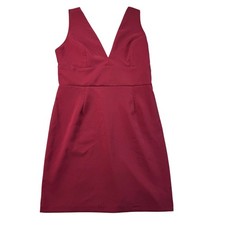 Lulus Dress Women's Large Red Deep V-Neck Bodycon Mini Polyester Sleeveless Top