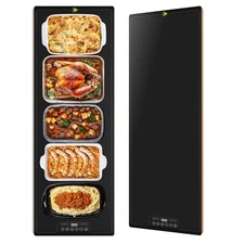 Food Warming Tray for Parties Buffet, 40"x14" Extra Large Long Glass Top Elec...