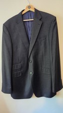 Marks & Spencer Men’s 2 Piece Grey Wool Herringbone Suit 34W 33L 17in