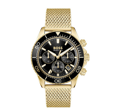Hugo Boss 1513906 Herrenuhr Admiral 46 mm Chronograph  Edelstahl Gold Schwarz