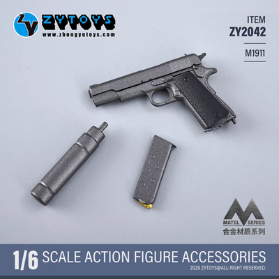 ZYTOYS ZY2042 1/6 Male Black M1911 Alloy Rifle Pistol Gun Model