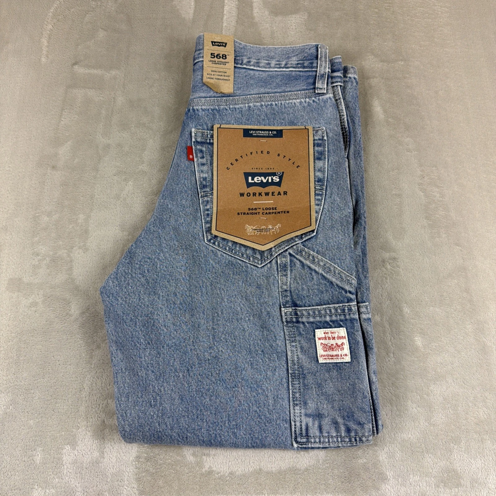 Levi's 568 Jeans Men's Size 29x30 Loose Straight Carpenter Blue Denim Cotton