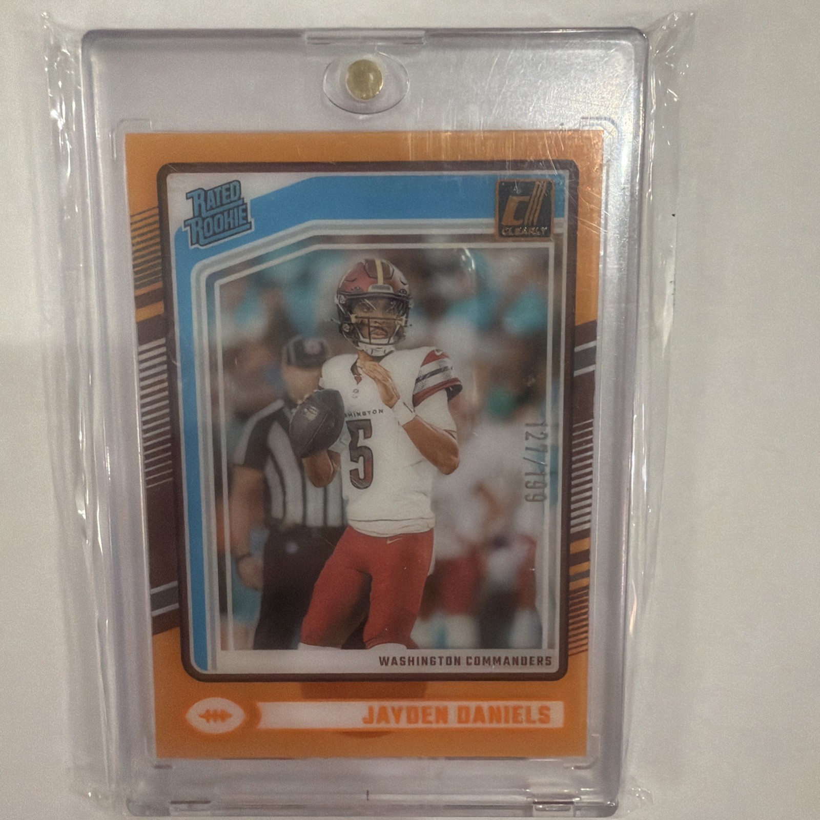 2024 Panini Clearly Donruss Jayden Daniels RC Rated Rookie Orange /199 #52