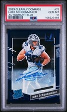 Luke Schoonmaker Auto Rookie /99 - 2023 Panini Clearly Donruss Blue PSA 10