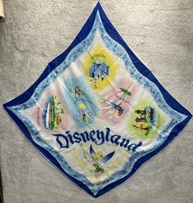 Vtg DISNEYLAND Walt Disney Production Silk Scarf Blue Border 60  s RARE 30  x30  