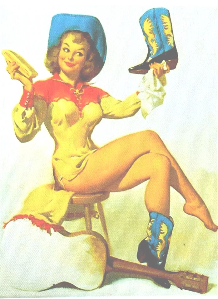 “Boot Polish” por Gil Elvgren Impressão em Tela Pronta para Pendurar Emoldurada Não Assinada REPRODUÇÃO - Imagem 2 de 4