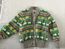 VTG MOUSSIE SUSAN BRISTOL ALL WOOL  CHRISTMAS SWEATER CARDIGAN BUTTON UP Large