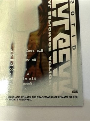 Metal Gear Solid Trading Card No. 006 Otacon/ Serial 2193 KONAMI