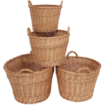 Lot de 4 grands paniers en osier en forme de cône, paniers de rangement en osier - Photo 1/4