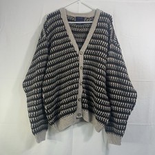 Vtg Mens Old Glory XXL Knit Sweater Cardigan USA Made 100% Cotton Grandpa Chunky