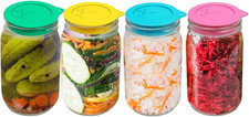 Silicone Fermenting Lids, Waterless Airlock Fermentation Tops Mason Jar Lid Ferm