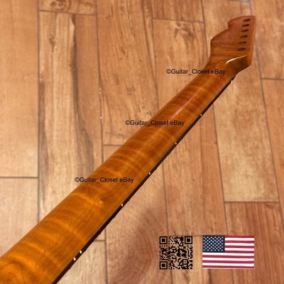 Roasted Flame Maple Rosewood Tele Neck Satin Fits Warmoth Telecaster Body TR2E