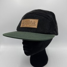 Dearly Departed Five Panel Corduroy Hat Black & Green Camper Style Band Cap RARE
