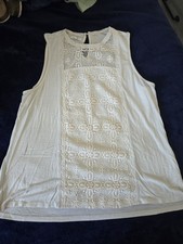 Cream Tank With Front Lace Panel
