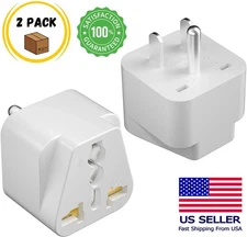 2 Pcs Universal UK US AU EU to American US USA Outlet Plug in Adapter Converter