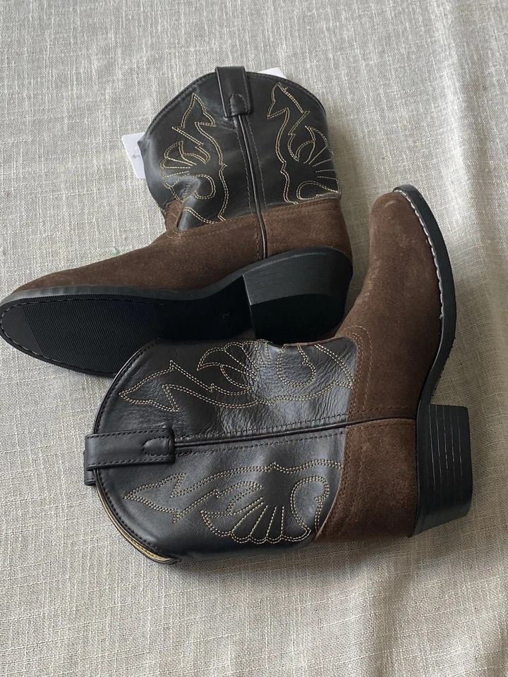 Botas Masterson Cowboy Infantil Tamanho 2 Couro Marrom Estilo Rb2003c Camurça Western Novas - Imagem 4 de 4