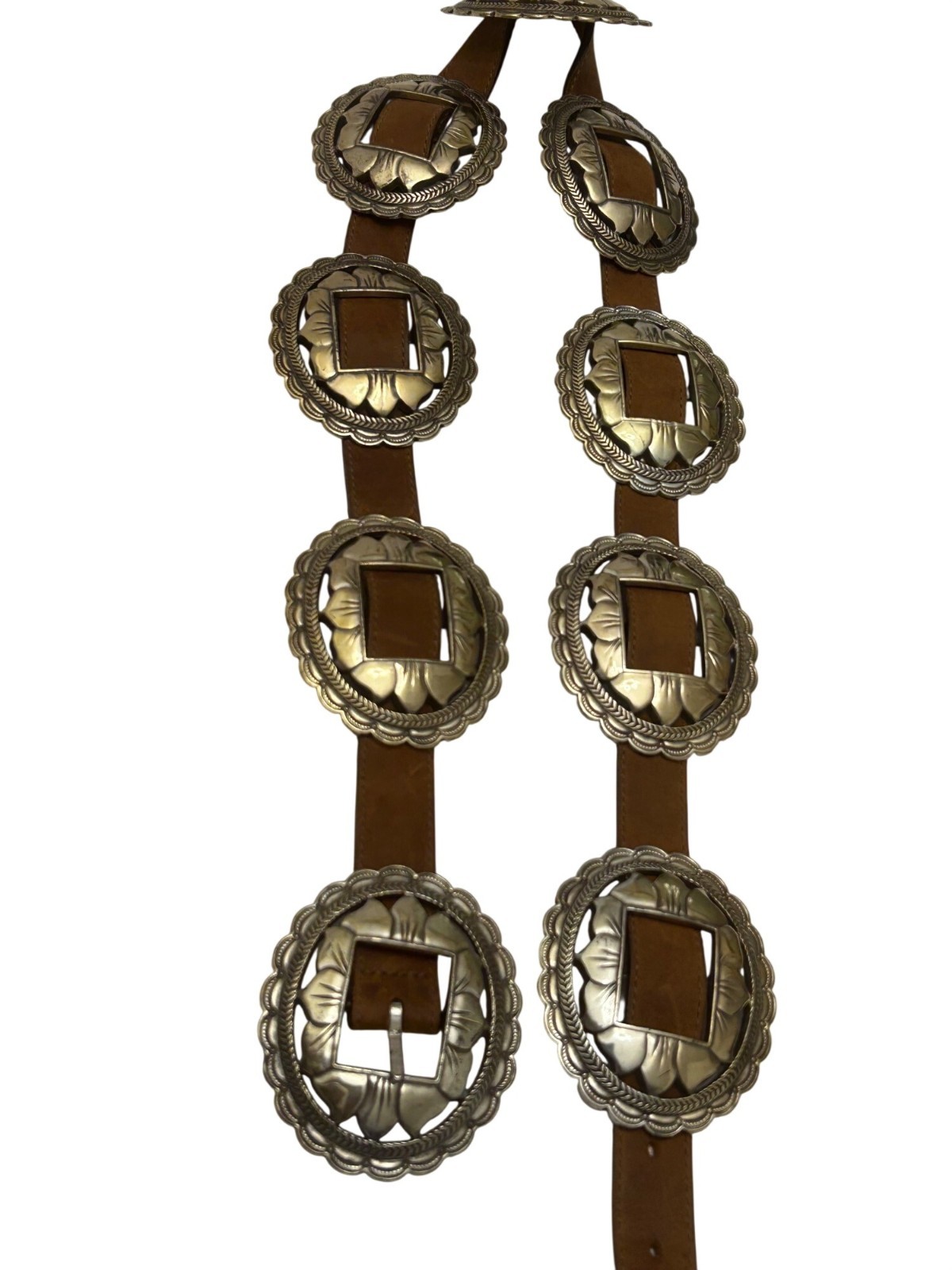 Brighton VTG 1993 Sunflower Silver & Leather Concho Belt 34"-38" Western Bohemia image 8