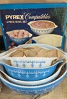 NEW in Box Pyrex Blue Garland Snowflake Cinderella Bowls