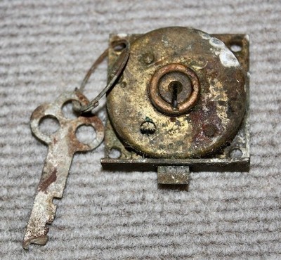 Antique USPS Post Office Postal Box Door Lock & Key  Box Door Lock & Key