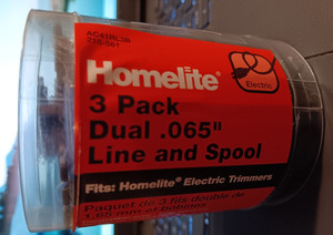 Homelite AC41RL3B NEW 3-Pack Dual .065" Line and Spool for Electric Trimmer 